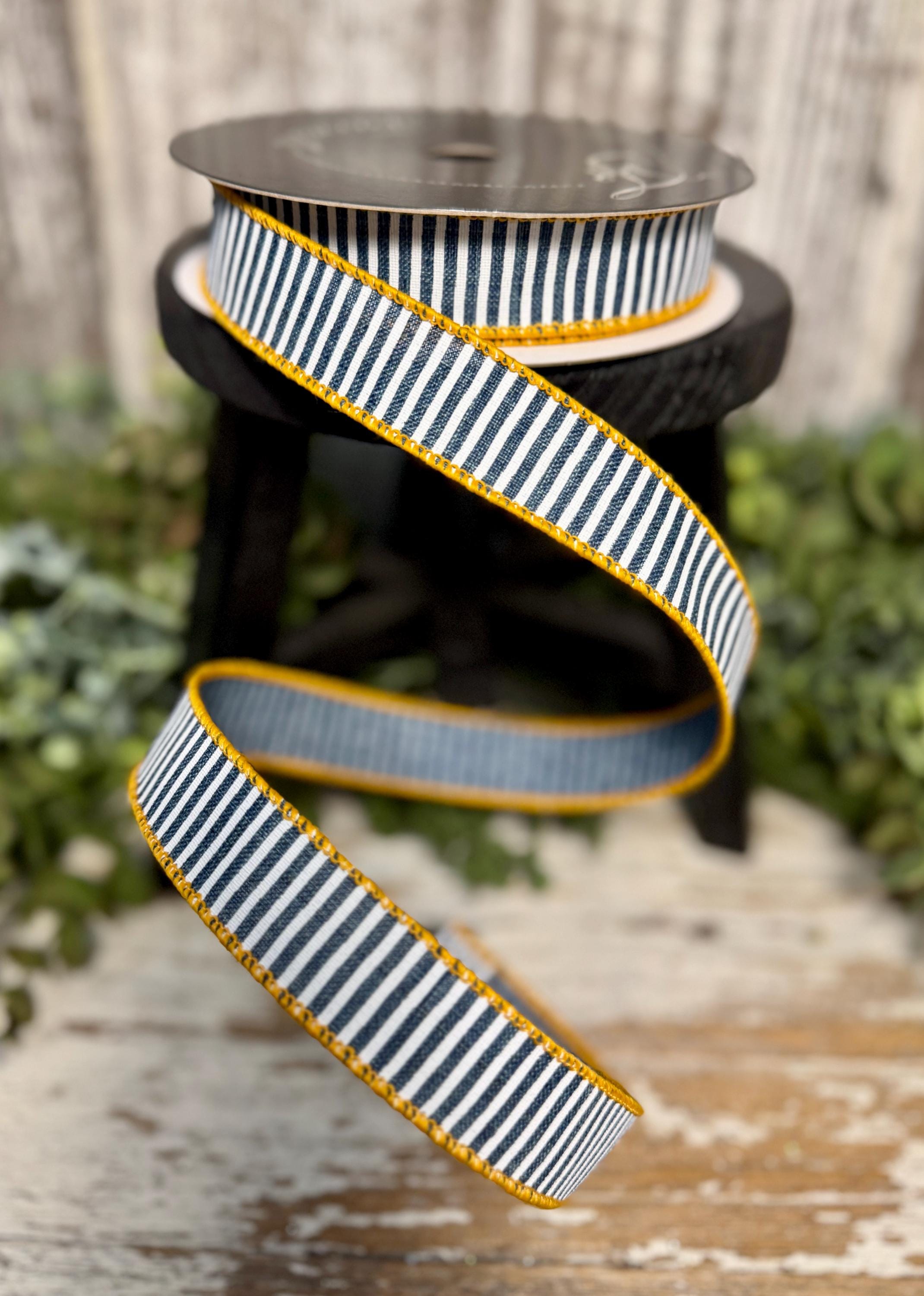 Wide Coasta Ribbon Coastal Stripes Ribbon, Ribbon for Wreaths, Designer Ribbon, 1
