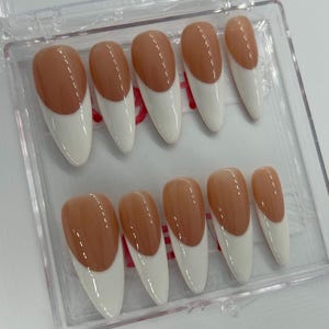 Classic White French Tip Reuseable Press on nails