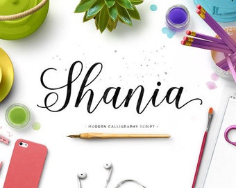 Shania Fonts Download font Swirly Font Script Font Digital download swash font Cricut font calligraphy font wedding font bundle