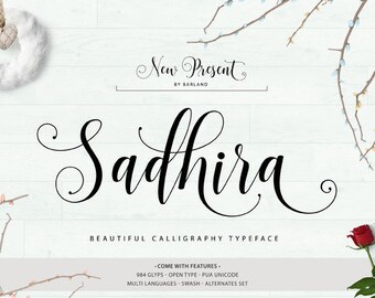 Sadhira Download font Swirly Font Script Font Digital download swash font Cricut font calligraphy font wedding font bundle