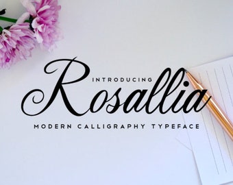Rosallia Fonts Download font Swirly Font Script Font Digital download swash font Cricut font calligraphy font wedding font bundle