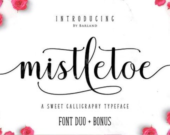 Mistletoe Fonts Download font Swirly Font Script Font Digital download swash font Cricut font calligraphy font wedding font bundle