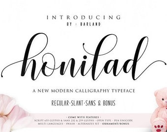Honilad Script Fonts Download font Swirly Font Script Font Digital download swash font Cricut font calligraphy font wedding font bundle