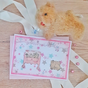 Biglietto "Welcome Baby" (versione rosa) per la nascita