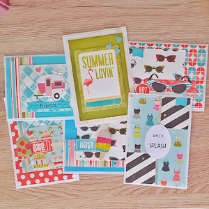 6 Cartes "Summer lovin' " pour toutes occasions (lot 1)