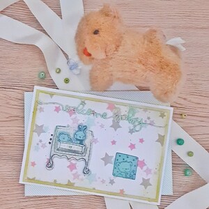 "Welcome Baby" kaart (groene versie) voor geboorte, zwangerschap