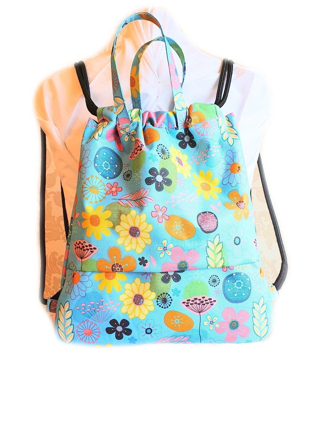 floral drawstring bag