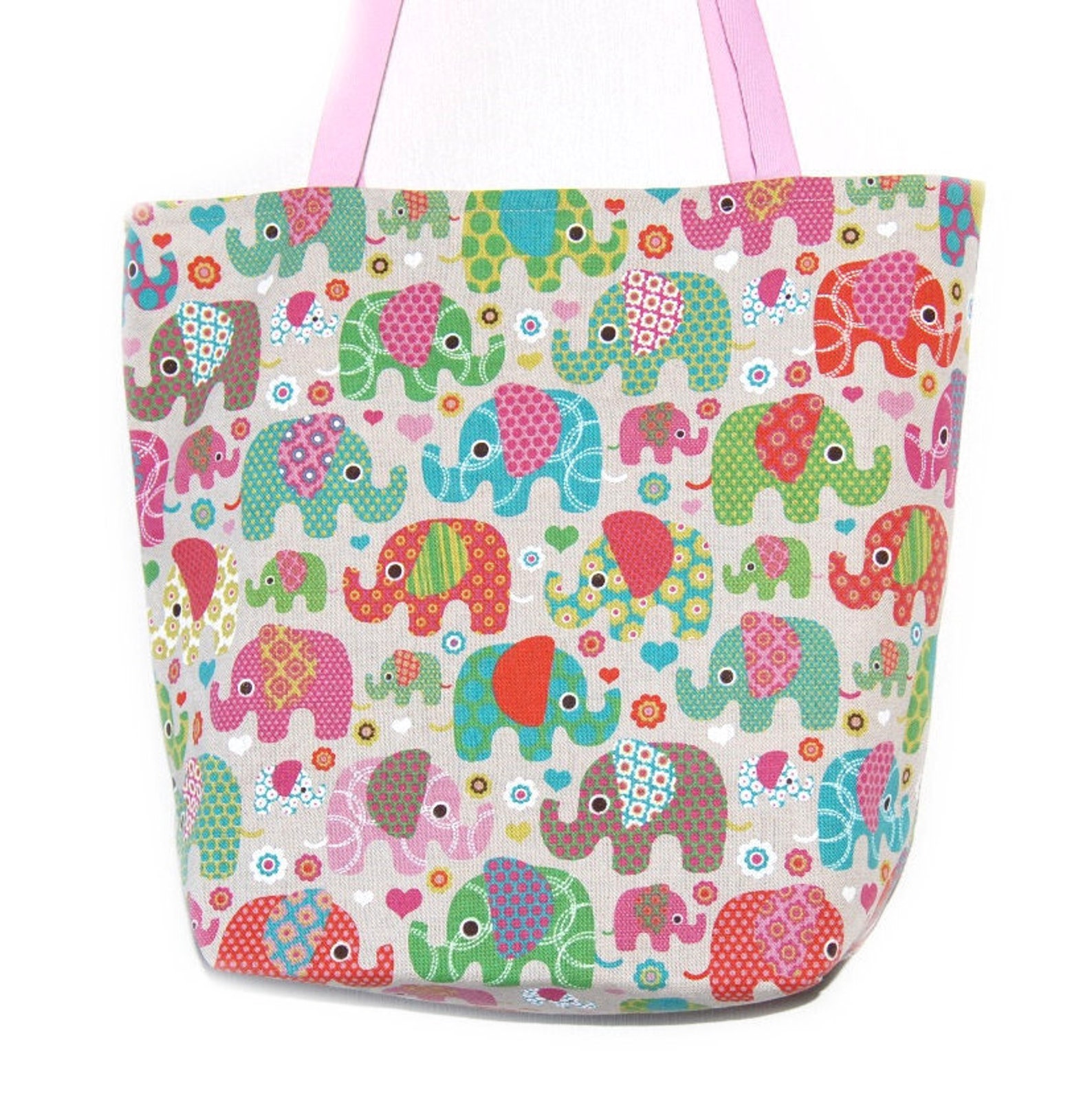 Pink Elephants Tote Bag Shopping Bag Tote Shopper Elephants | Etsy