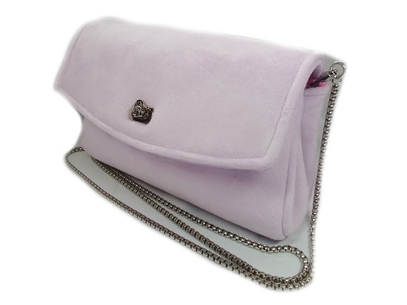 lilac suede clutch bag