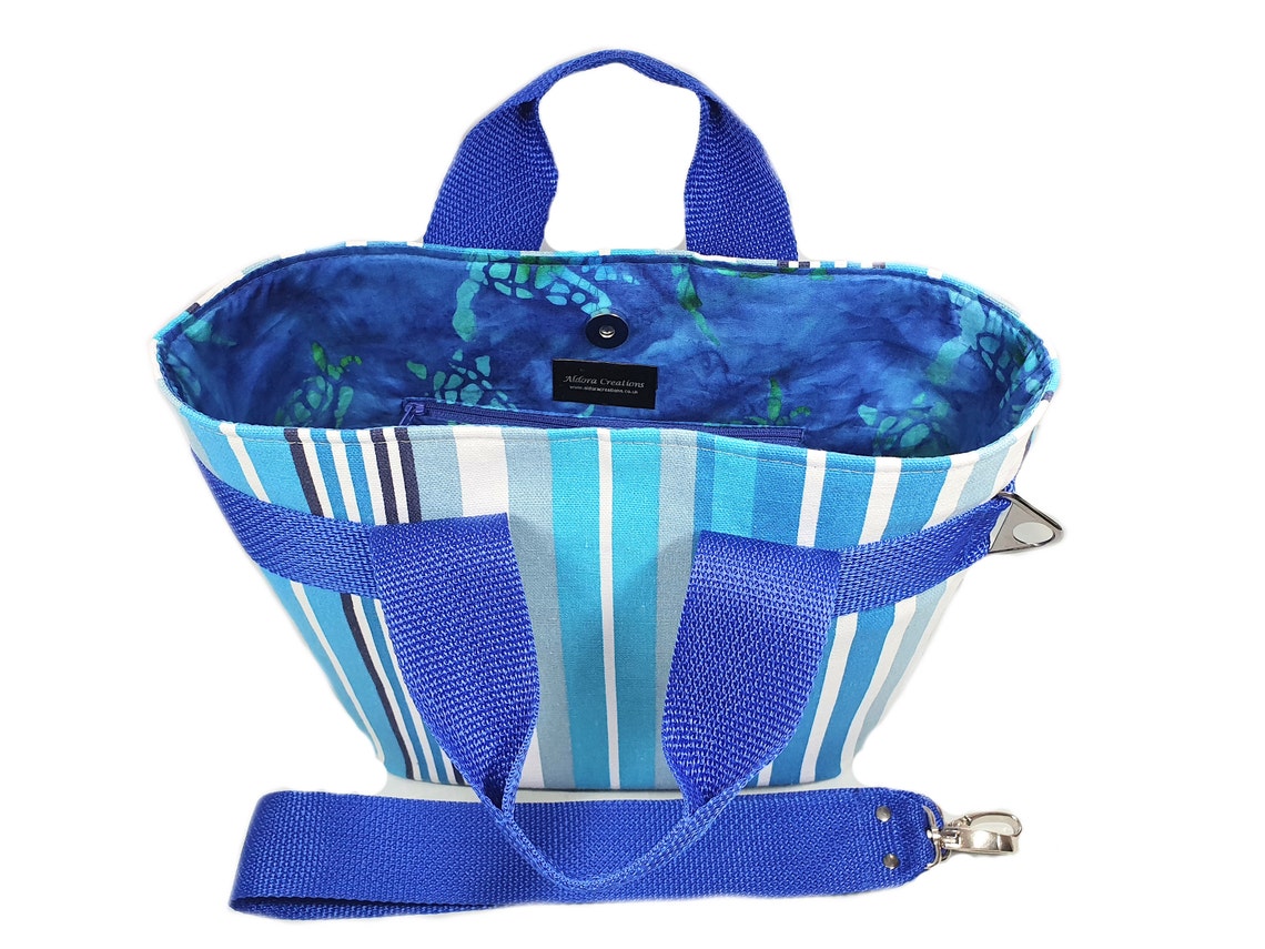 Blue Canvas Tote Bag Fiesta Tote Bag Festival Tote Bag Blue Etsy