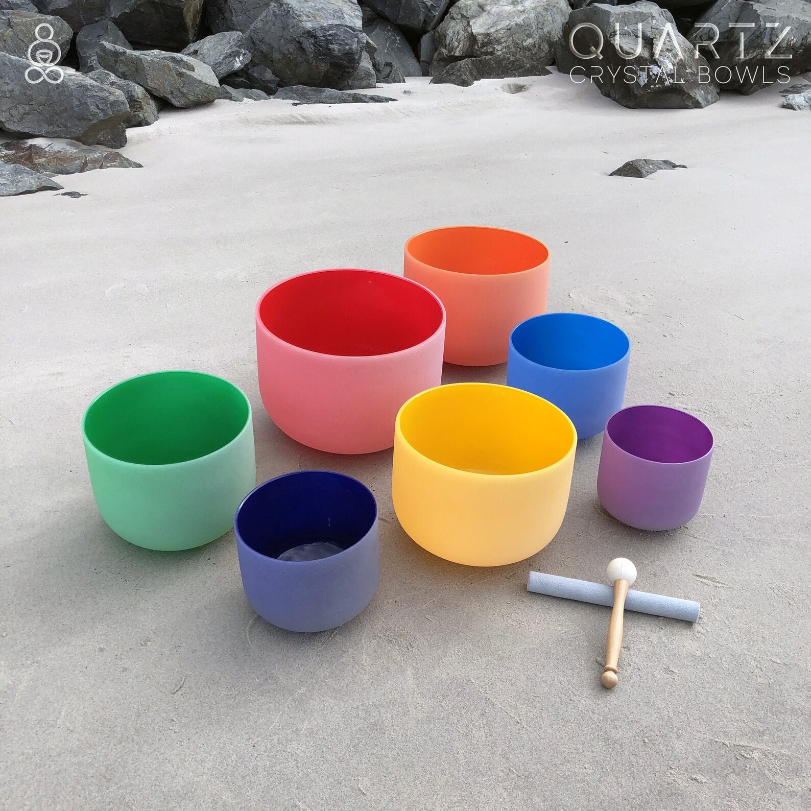 6 12 Colored Quartz Crystal Singing Bowl Set Etsy