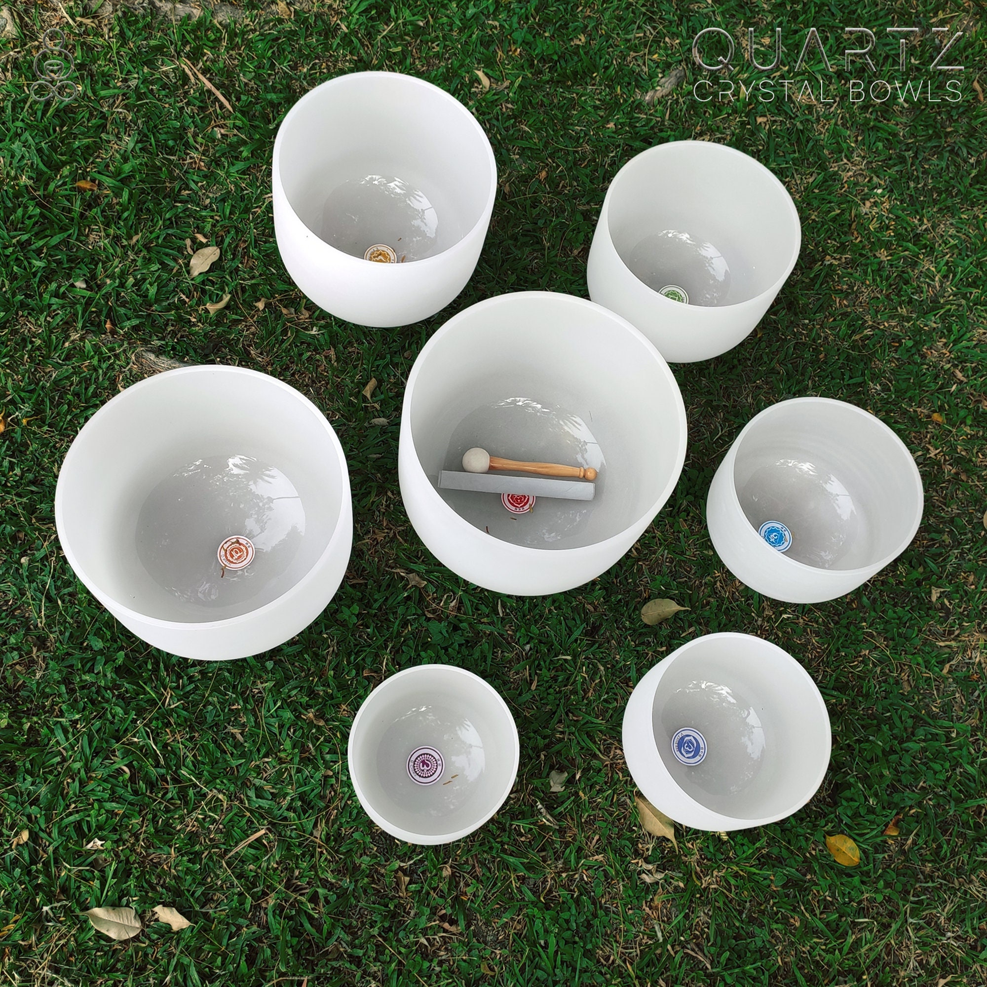Quartz Crystal Singing Bowl Set Sizes 8 14 Full Etsy