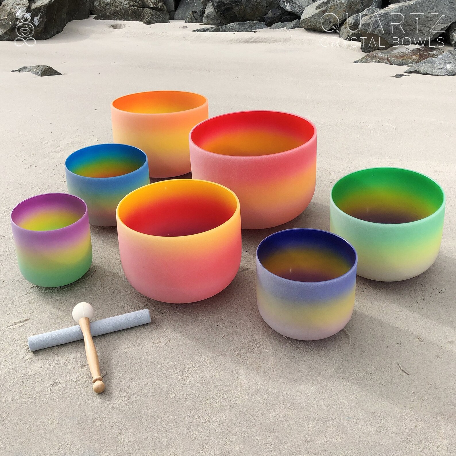 Rainbow Quartz Crystal Singing Bowls Set 432Hz 6 Etsy
