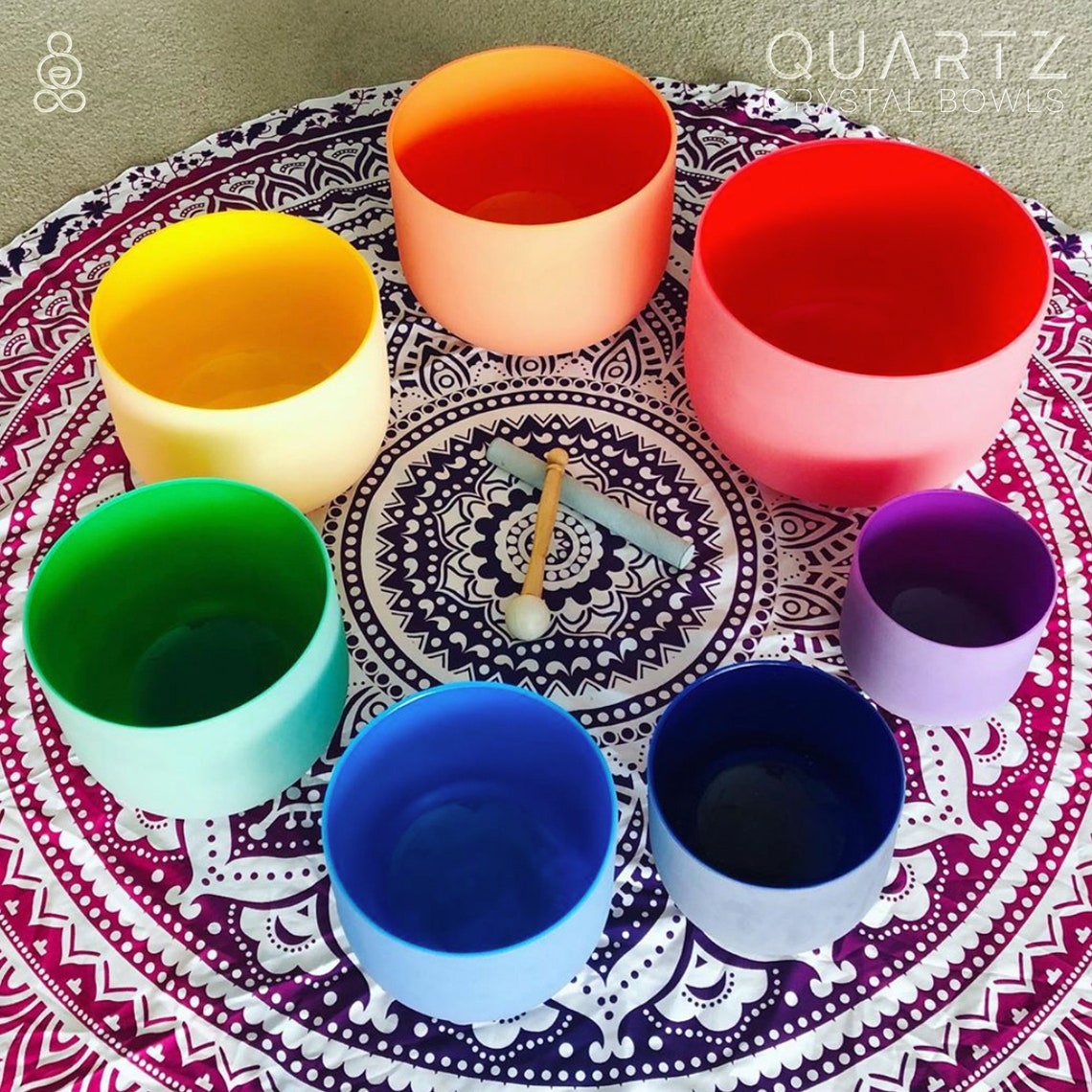 6 12 Colored Quartz Crystal Singing Bowl Set Etsy