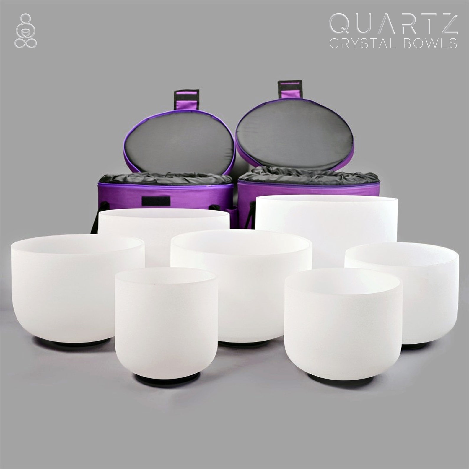 432Hz Quartz Crystal Singing Bowls Set Including 7 bowls Etsy