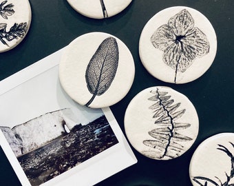 Handmade botanical magnets ceramic