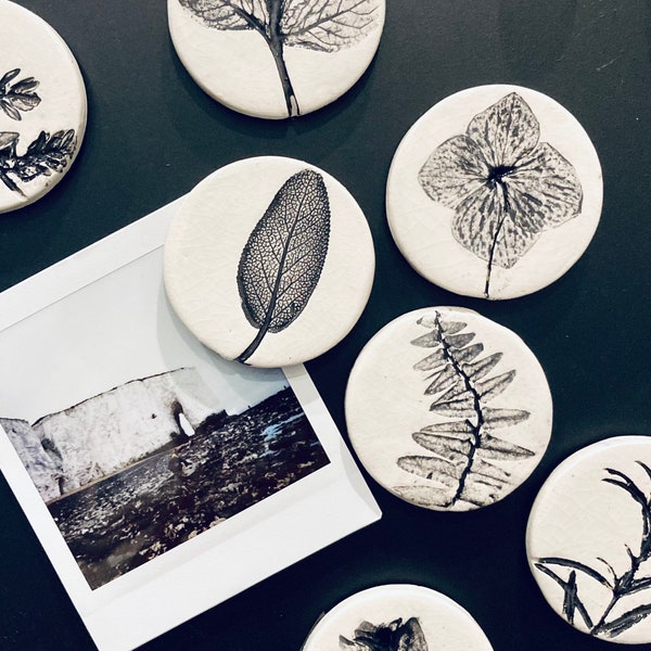 Handmade botanical magnets ceramic