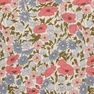 Echter Stoff von Liberty of London, Tana Lawn, Mohn und Gänseblümchen, 25 cm x 136 cm – (0,25 Yard x 54 Zoll)