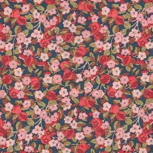 Echter Tana-Lawn-Stoff von Liberty of London, Nektar, Blumen, blauer Hintergrund – 25 cm x 136 cm – (0,25 Yard x 54 Zoll)
