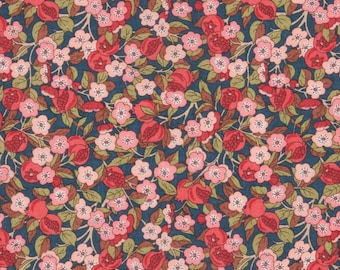 Genuine Liberty of London tana lawn fabric, Nectar, flowers, blue background - 25 cm x 136 cm - (0.25yard x 54")