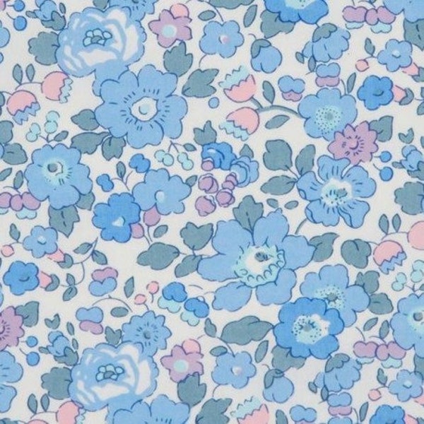 Véritable Tissu Liberty of London tana lawn,  Betsy bleu layette - 25 cm x 136 cm-(0.25yard x 54")