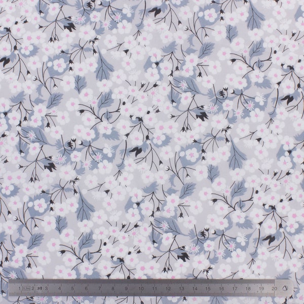 Véritable tissu Liberty of London tana lawn, Mitsi gris et rose pastel- 25 cm x 136 cm-(0.25yard x 54")