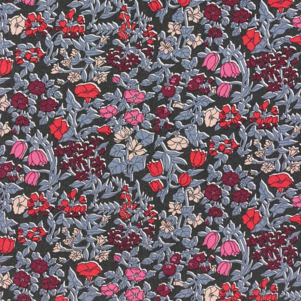 Véritable Tissu Liberty of London, Alicia bell , prune,  rose,  gris - 25 cm x 136 cm-(0.25yard x 54")