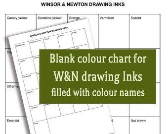 Blank Color chart for Winsor & Newton Drawing Inks