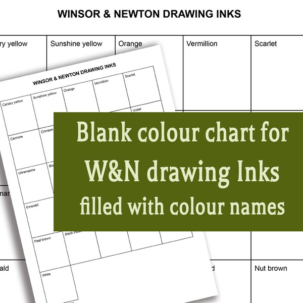 Blank Color chart for Winsor & Newton Drawing Inks