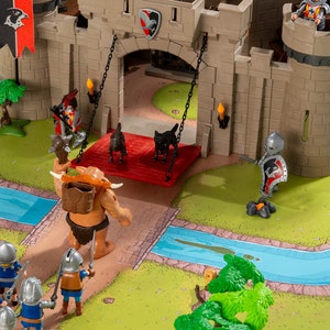 MAPY ROLI - Zamek - kompatybilny z figurkami zwierząt Playmobil, Lego, schleich i innymi zabawkami dla dzieci o wymiarach 100 cm x 150 cm.