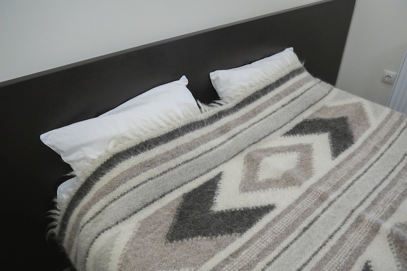Throw Blanket King Size Wool Throw Blanket Wool Bedding Etsy
