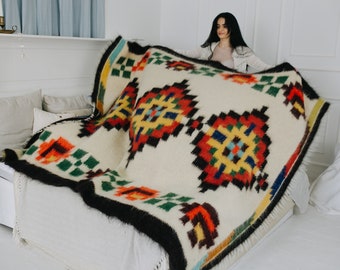 King size blanket - 100% wool blanket - ethnic blanket