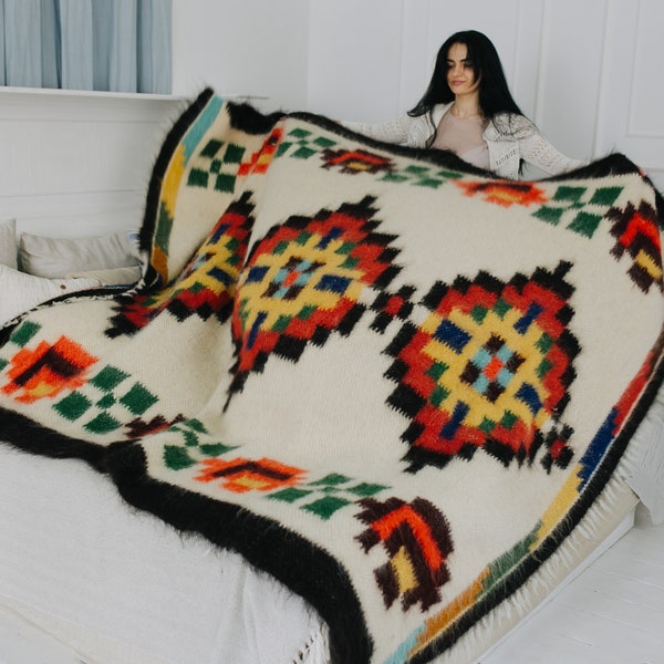 King size blanket - 100% wool blanket - ethnic blanket