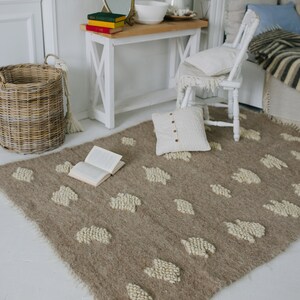 Soft rug for bedroom, wool rug with clouds image 2