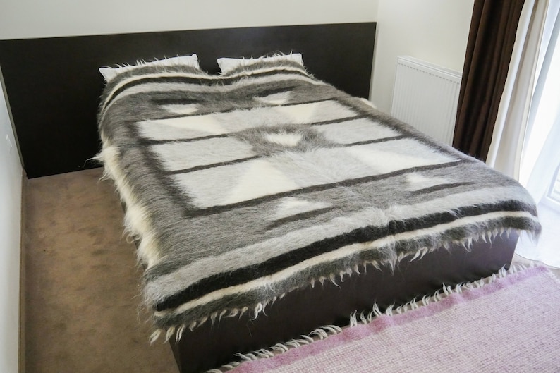 Wool Throw Blanket Bed Throw Blanket Bed Cover Grey Blanket Etsy