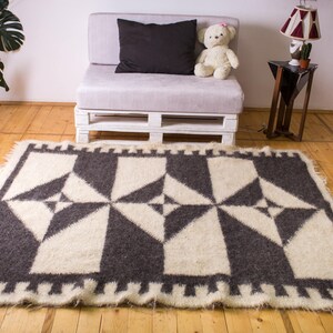 Alfombra moderna de lana, de 5 x 7 pulgadas, tejida a mano, tribal, suave, para sala de estar, sofá, dormitorio, regalo de boda.