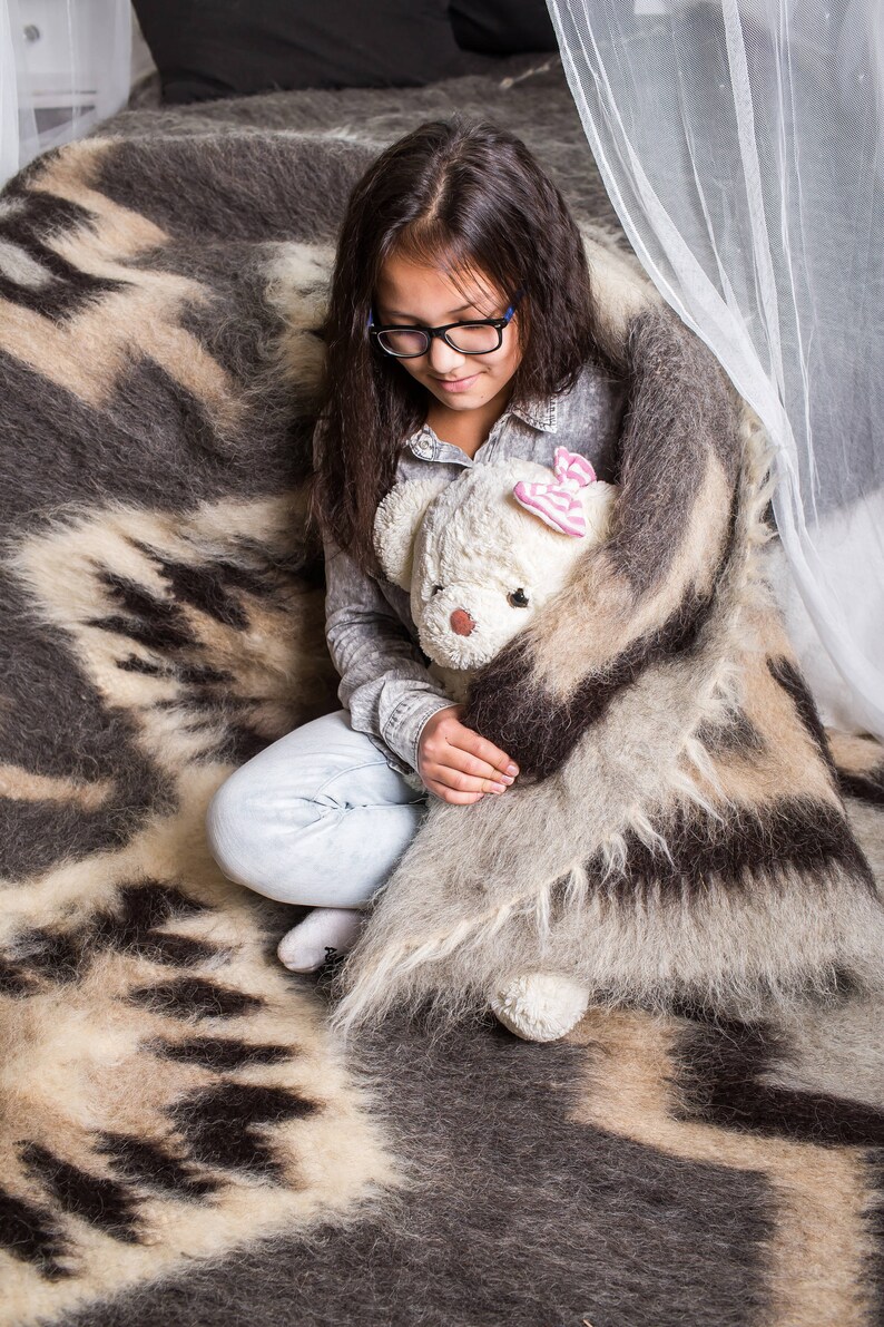 Wool Blanket Bed Cover Woven Blanket Gray Wool Bedding Soft Etsy Canada