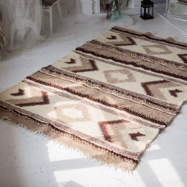 Bedroom rug - Sheep wool rug - Hand woven rug - Scandinavian rug - Carpet rug - Wool area rug - Organic rug - Ethnic rug - Home decor