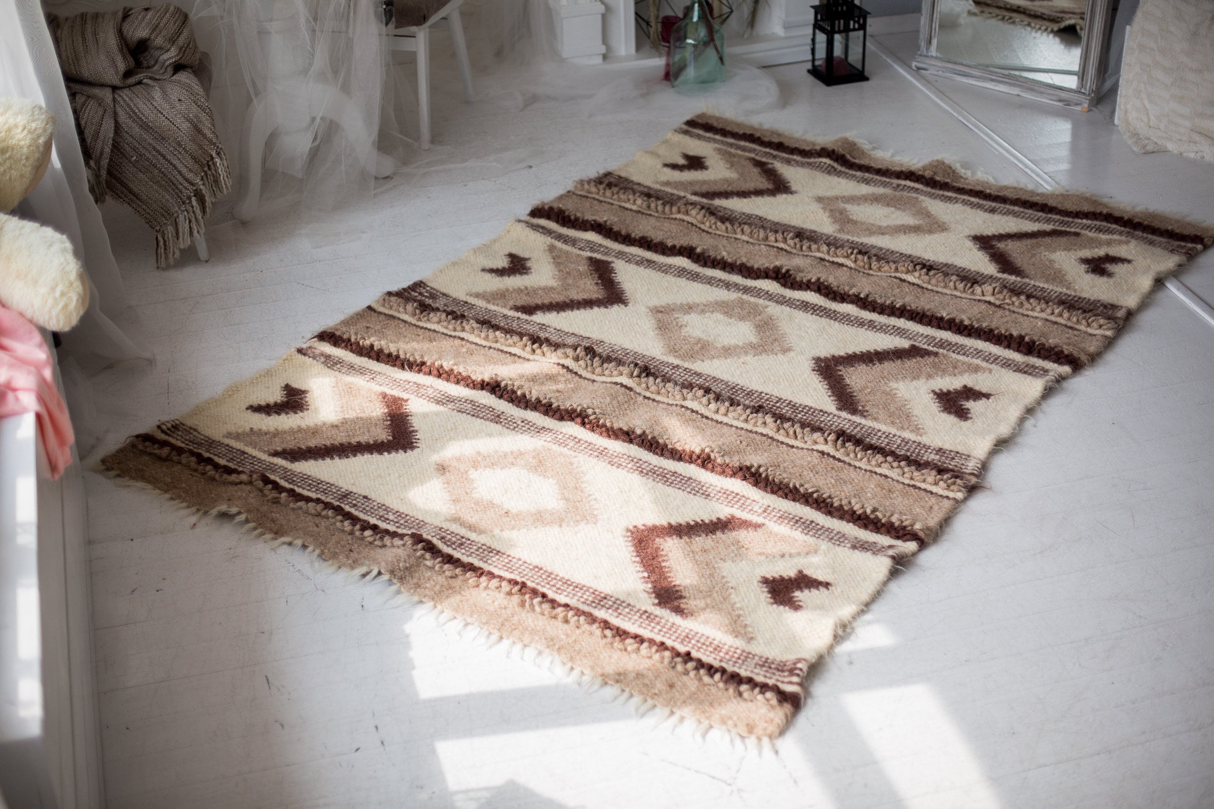 Bedroom Rug Sheep Wool Rug Hand Woven Rug Scandinavian Etsy