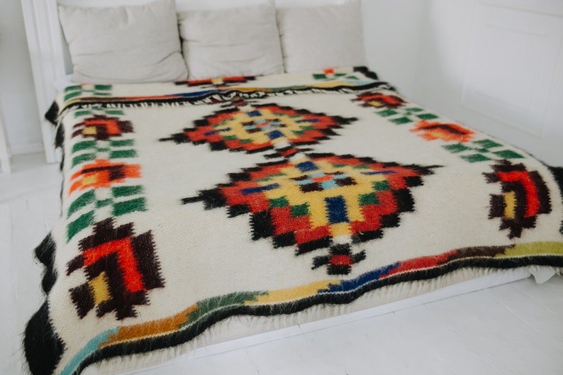 King Size Blanket 100 Wool Blanket Ethnic Blanket Etsy