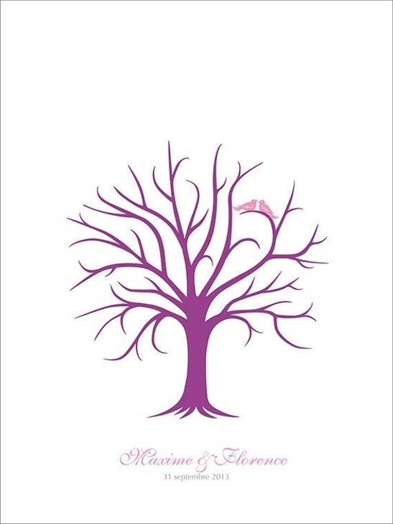 Arbre A Empreintes Mariage 60x80cm 1 140 Empreintes Etsy