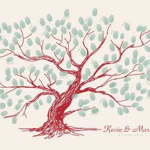 Arbre à empreintes Mariage ou Anniversaire/60x80cm/120-140 empreintes image 1