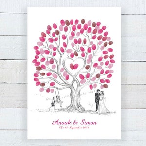 Fingerprint tree Wedding or Birthday/A2 (42x59.4cm)/100-120 prints