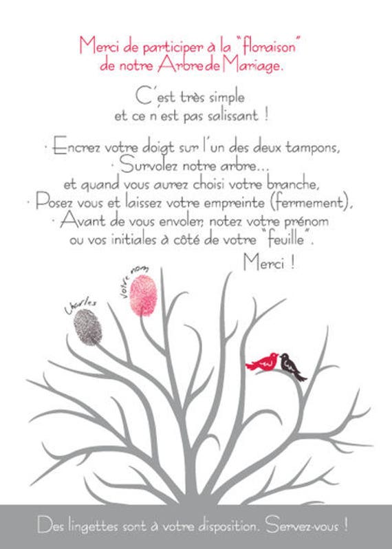 Panonceau Explicatif Pour Votre Arbre A Empreintes Etsy