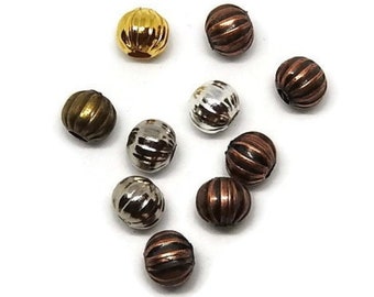 Lot de 20 Perles Ø 8mm ou Ø 6mm Perles forme citrouille intercalaire 4 colories
