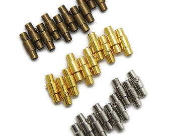 Fermoir Ø4-Ø5 et Ø6mm magnétique rond couleur or, platine ou bronze
