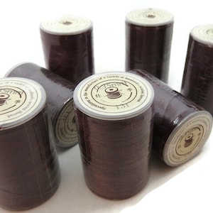 Waxed polyester thread micro macrame cord twisted cord for leather sewing brown color 1 free black spool image 1