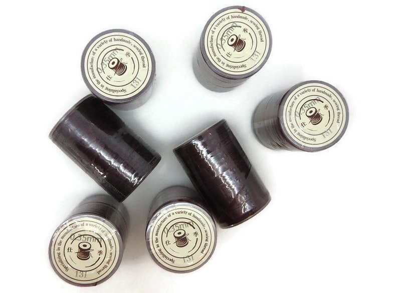 Fil de polyester ciré cordon micro macramé cordon torsadé pour la couture de cuir couleur brun 1 bobine noire gratuite image 3