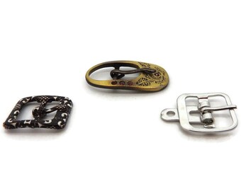 Buckle for belt or suspender buckle for bracelet color black silver or bronze oval or square shape