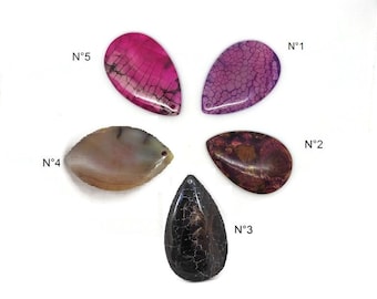 Agate polie pierre de gemme 5 couleurs, violet, marron, noir, grise, rose pour création de pendentif